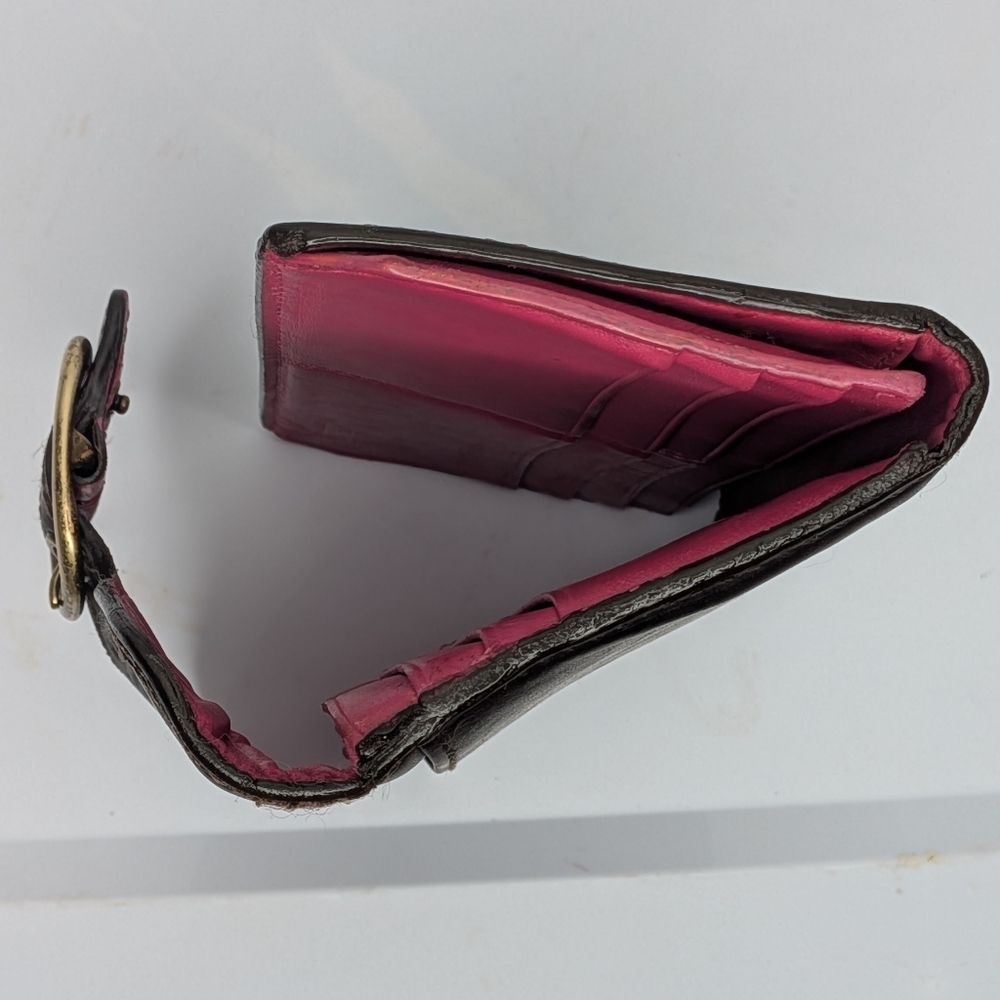 Vintage Coach Bleeker Dark Brown Smooth Leather Tattersall Buckle Long Wallet - Picture 6 of 16